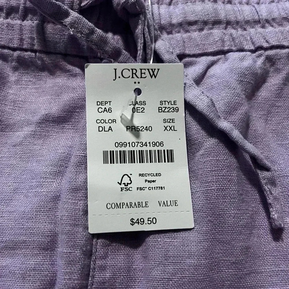 J Crew Linen Shorts Lavender Purple Drawstring NWT Pockets Women’s Size XXL - Picture 5 of 8
